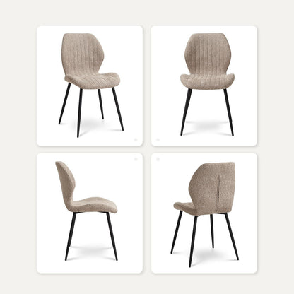 6 Esszimmerstühle Leinen Braun, Metallbeine & Komfortkissen