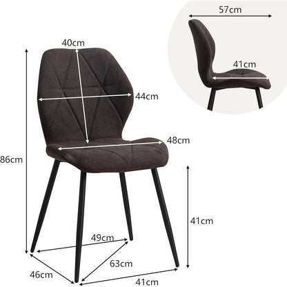 6 Esszimmerstühle Leinen-Diamantgewebe, Schwarz