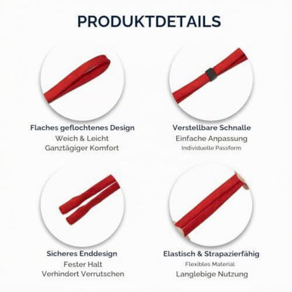 6x Brillenband Sport Verstellbar Damen Herren Schwarz Rot Gelb Blau Grün
