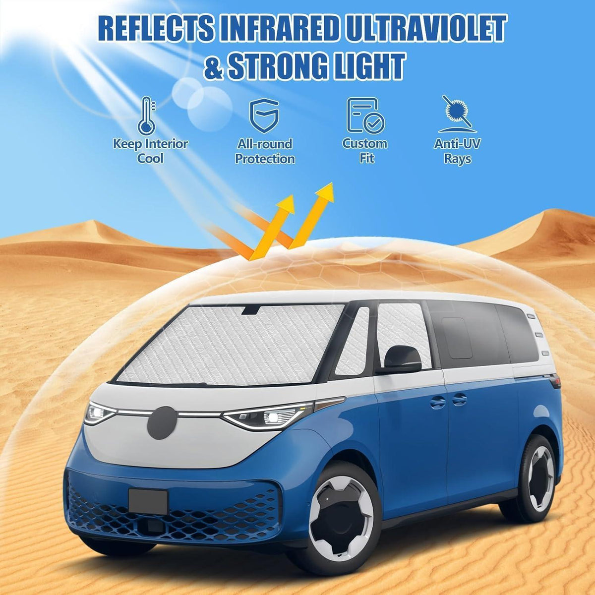 Thermomatte VW ID Buzz 2022-2026 LWB – 5tlg. Sonnenschutz