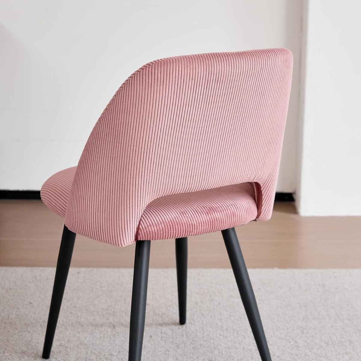 2er-Set Esszimmerstühle mit Cordbezug, Rosa