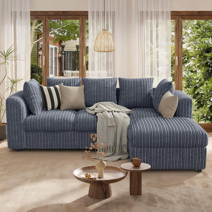 Ecksofa mit Schlaffunktion 212x150 cm, Grau Cordstoff