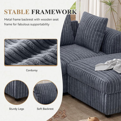 Ecksofa mit Schlaffunktion 212x150 cm, Grau Cordstoff
