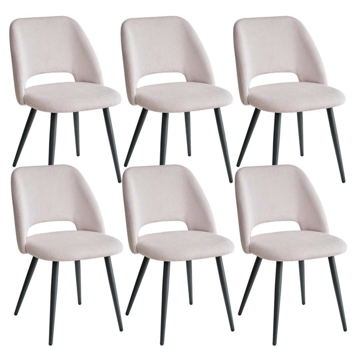6 Esszimmerstühle mit Cordbezug, Beige – Bequem & Modern