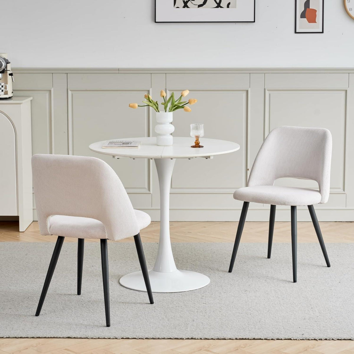 6 Esszimmerstühle mit Cordbezug, Beige – Bequem & Modern