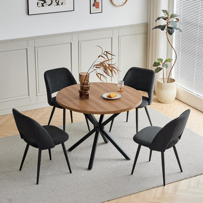 2er-Set Esszimmerstühle mit Cordbezug & Metallbeinen Schwarz