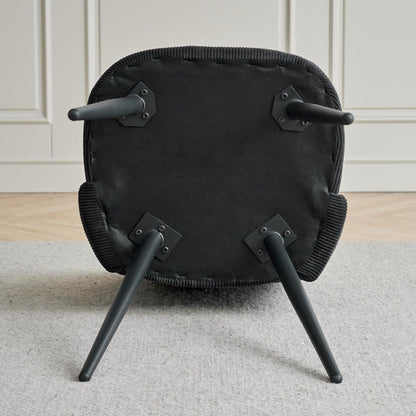 2er-Set Esszimmerstühle mit Cordbezug & Metallbeinen Schwarz