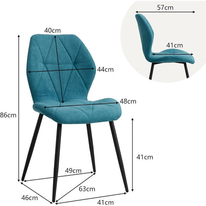 6 Esszimmerstühle Leinenstoff, gepolstert, blau
