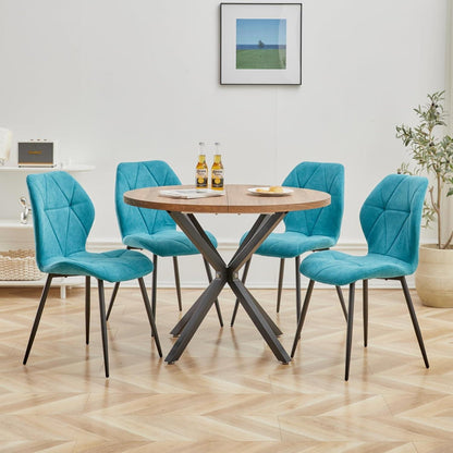 6 Esszimmerstühle Leinenstoff, gepolstert, blau