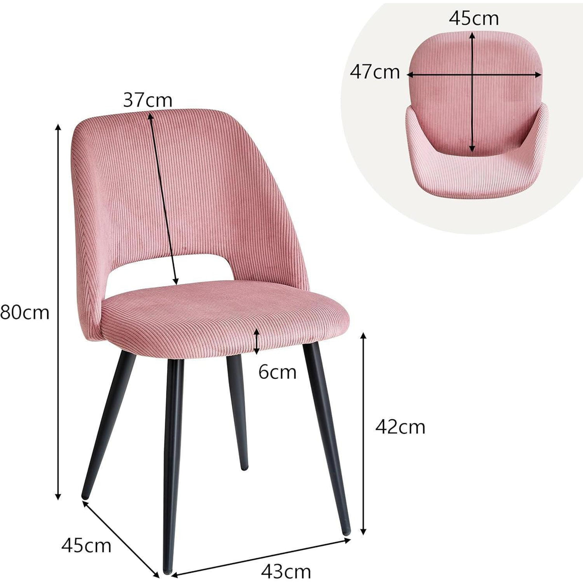 8 Esszimmerstühle mit Cordbezug & Metallbeinen – Modern & Bequem