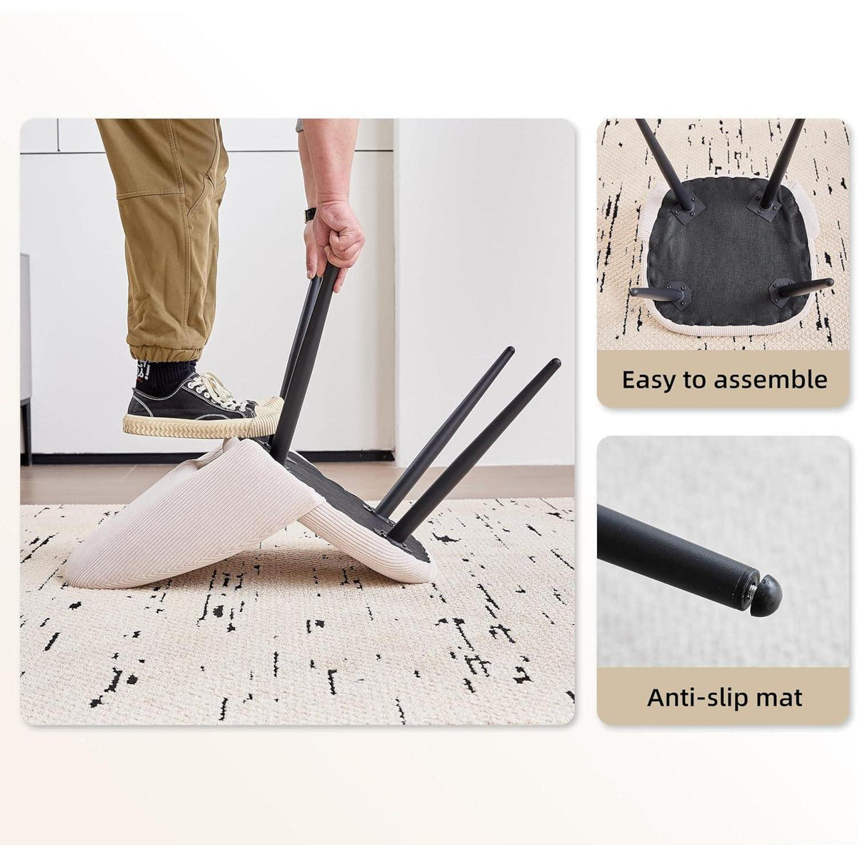 8 Esszimmerstühle mit Cordbezug & Metallbeinen – Modern & Bequem