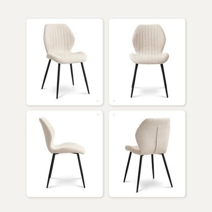 2 Esszimmerstühle Leinen Beige, Metallbeine & Komfortkissen