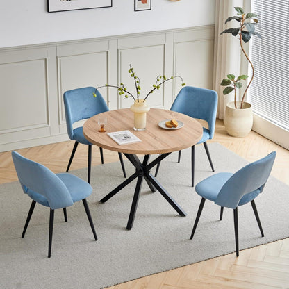 6 Esszimmerstühle mit Cordbezug, Blau – Bequemer Sitz