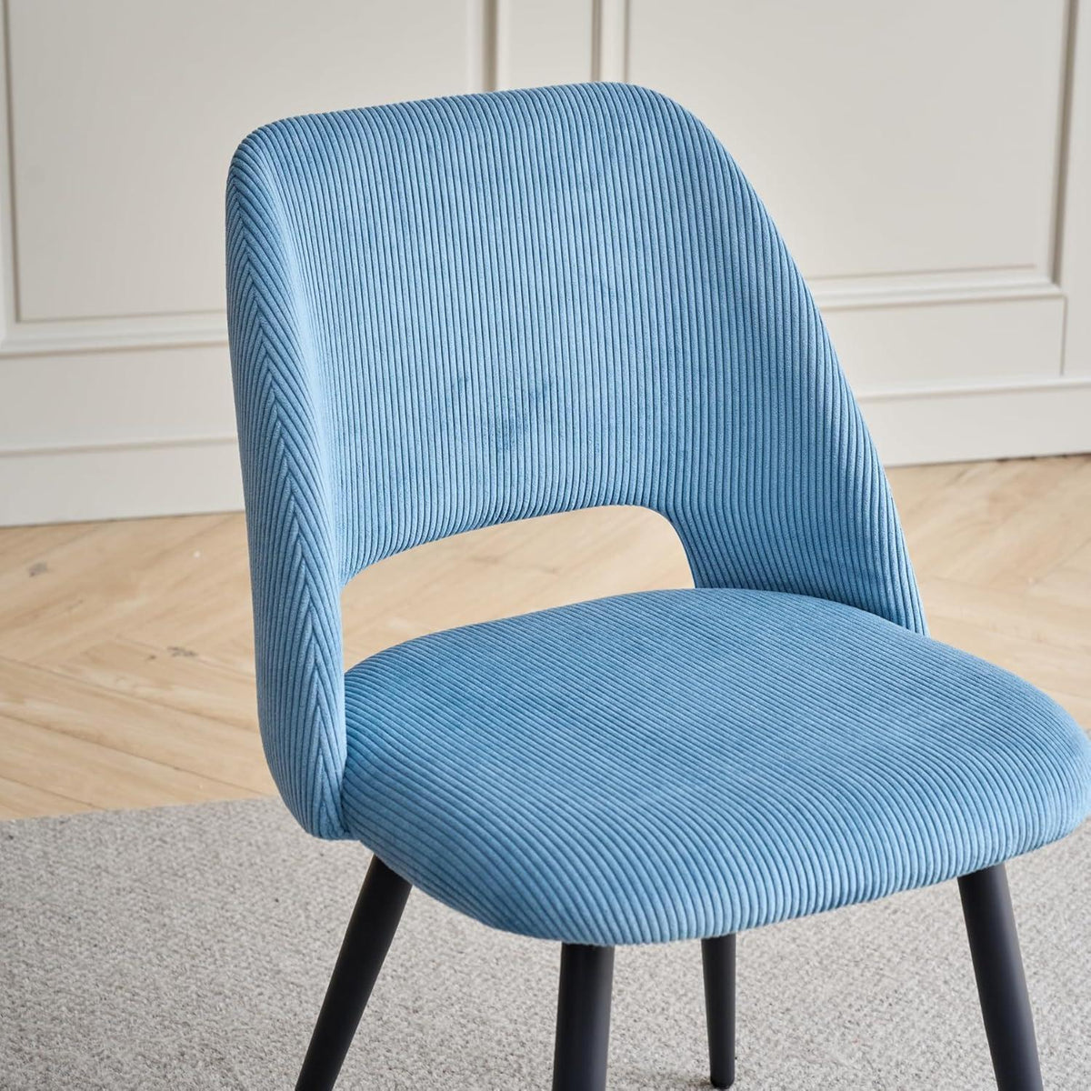 6 Esszimmerstühle mit Cordbezug, Blau – Bequemer Sitz