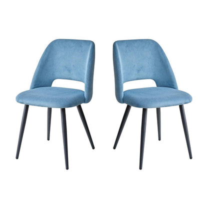 2er-Set Esszimmerstühle mit Cordbezug, Blau