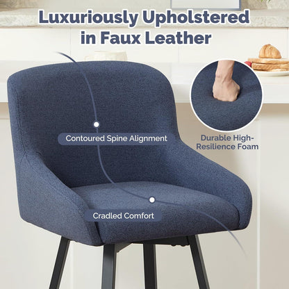 360° Drehstuhl Barhocker Set Blau – 3er Pack mit Fußstütze