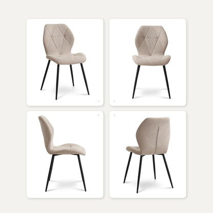 2er-Set Esszimmerstühle Leinenstoff, Beige, Gepolstert & Komfortabel