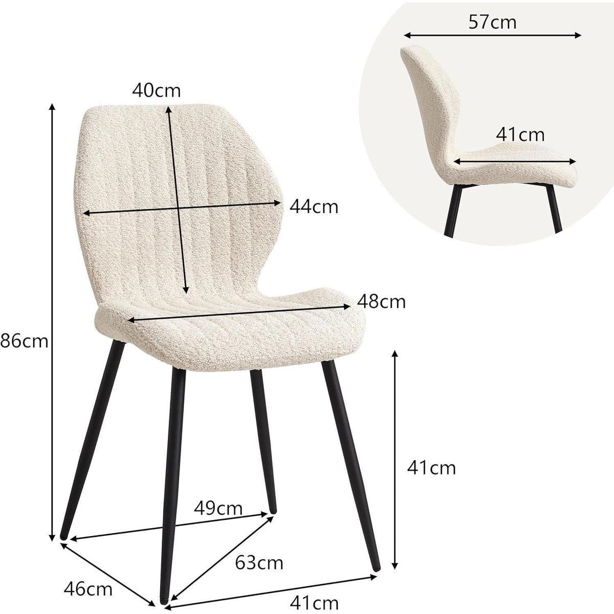 6 Esszimmerstühle Leinen Beige, Metallbeine & Komfortkissen