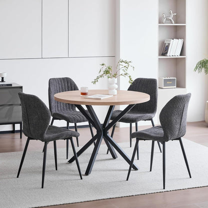 2er-Set Esszimmerstühle Leinen Schwarz, bequeme Sitzkissen