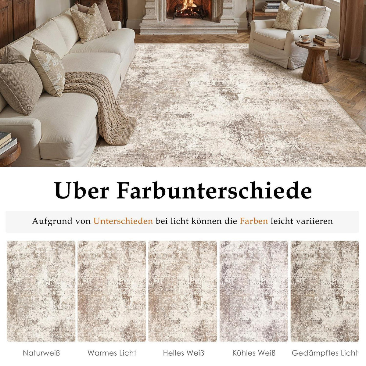 Abstrakt Braun Wohnzimmer Teppich 240x300cm Waschbar Rechteckig