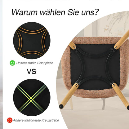 Esszimmerstühle Set 2 beige Holzbeine mit Armlehne