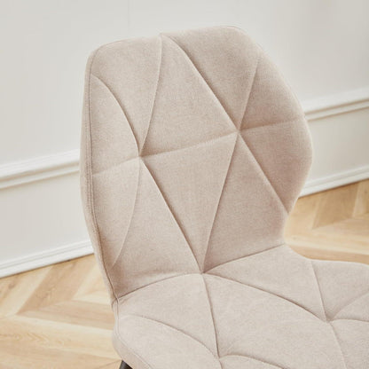 6 Esszimmerstühle Leinen-Diamant Beige, Gepolstert & Komfortabel