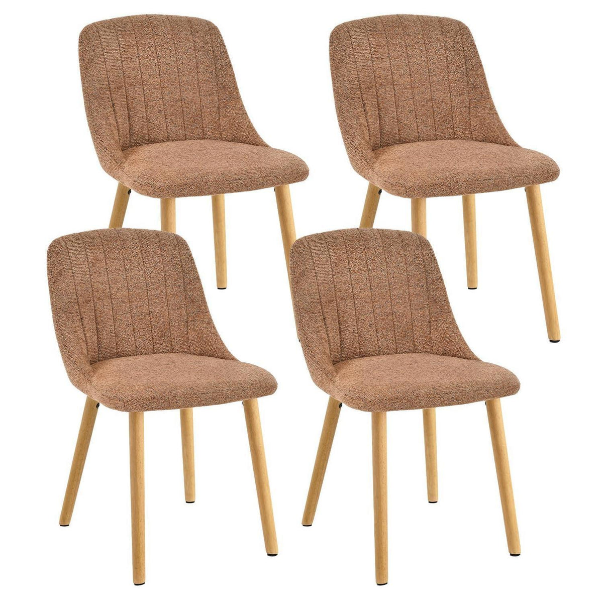 Braune Samt Esszimmerstühle 4er Set mit Holzbeinen