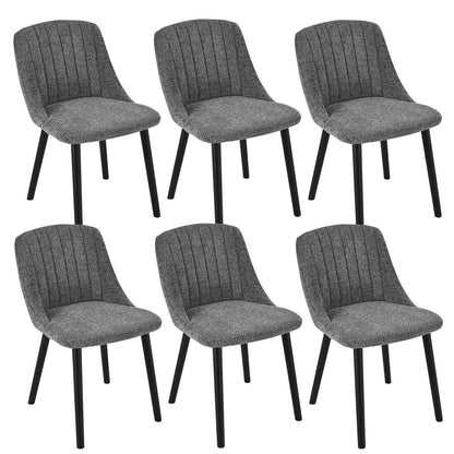 Grauer Esszimmerstuhl Set | Samt Polsterstuhl mit Holzbeinen (6er Set)
