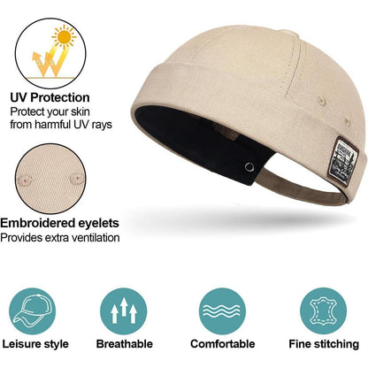 Herren Docker Cap Baumwolle – Verstellbare Seemannsmütze Beige