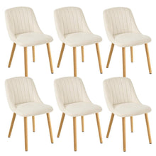 Esszimmerstuhl Set 6er – Weißer Samtstuhl mit Holzbeinen