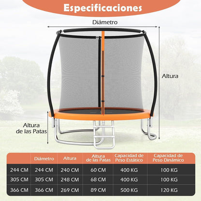 GYMAX Gartentrampolin 366cm mit Sicherheitsnetz & Leiter