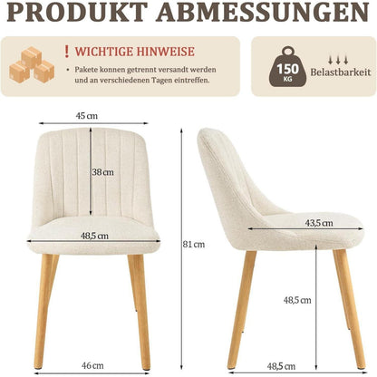 Esszimmerstuhl Set 2er – Samt, Weiß & Holzbeine