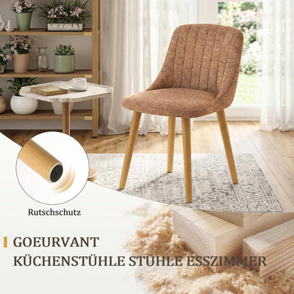 Esszimmerstuhl Braun-meliert Samt 6er Set mit Holzbeinen