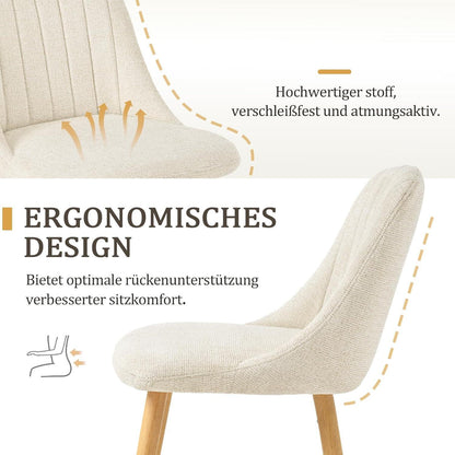 Esszimmerstühle Set 4er – Weißer Samtstuhl mit Holzbeinen
