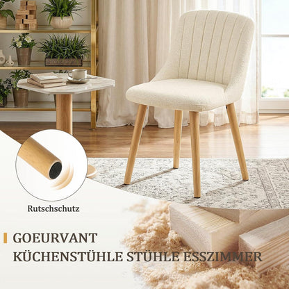 Esszimmerstühle Set 4er – Weißer Samtstuhl mit Holzbeinen