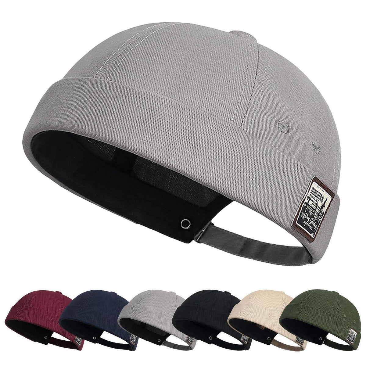 Herren Docker Cap Baumwolle – Verstellbare Seemannsmütze Grau