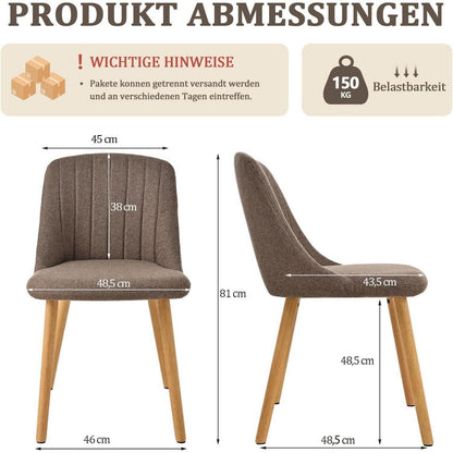 Esszimmerstuhl Braun 2er Set – Polsterstuhl Holzbeine