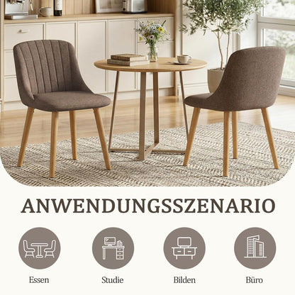 Esszimmerstuhl Braun 2er Set – Polsterstuhl Holzbeine