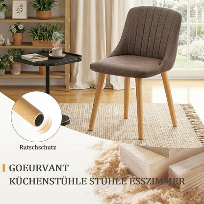 Esszimmerstuhl Braun 2er Set – Polsterstuhl Holzbeine