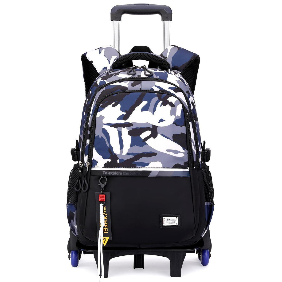 Schulrucksack mit Rollen für Jungen – Blau-Tarn, Höhenverstellbar