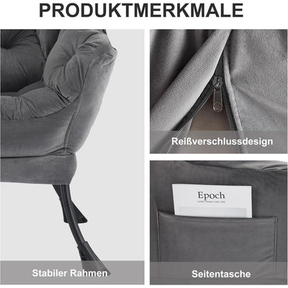 Lazy Chair mit Ottomane – Dunkelgrau, Bequemer Ohrensessel