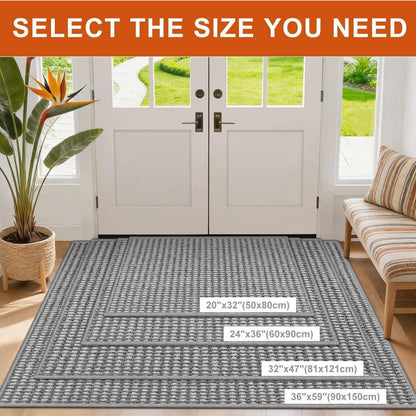 Fußmatte Innen 60x90cm Grau Weiß – Rutschfest & Waschbar