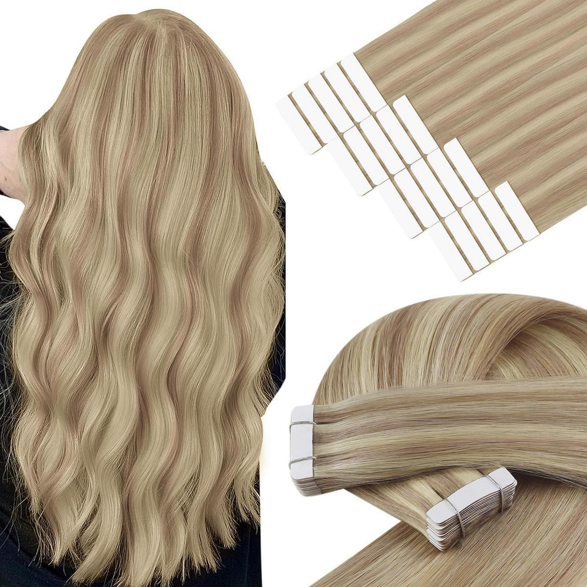 Echthaar Tape Extensions Blond 55cm (50g) 16/22