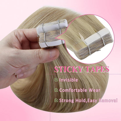Echthaar Tape Extensions Blond 55cm (50g) 16/22