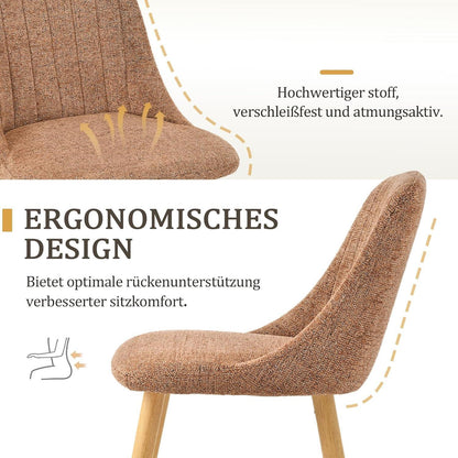 Samt Esszimmerstühle 2er Set Braun-Meliert mit Holzbeinen