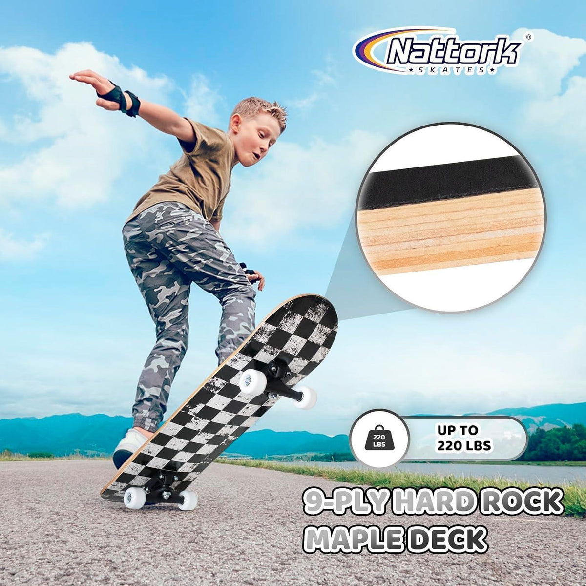 Komplett Skateboard 31 Zoll – Checkerboard Design für Anfänger
