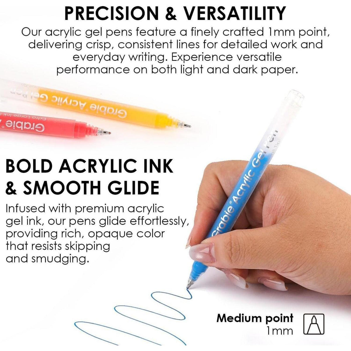 60er Acryl Gelstifte Set mit Malblock – 1.0mm Spitze