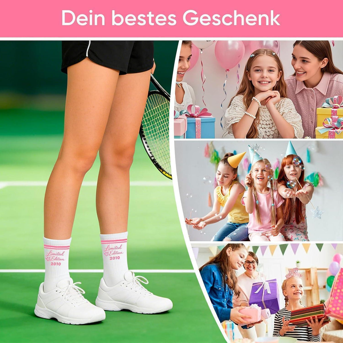 16. Geburtstag Geschenkset Mädchen – Baumwollsocken & Schlüsselanhänger 2010