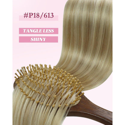 Blond Microring Extensions Echthaar 55cm – Aschblond Highlights