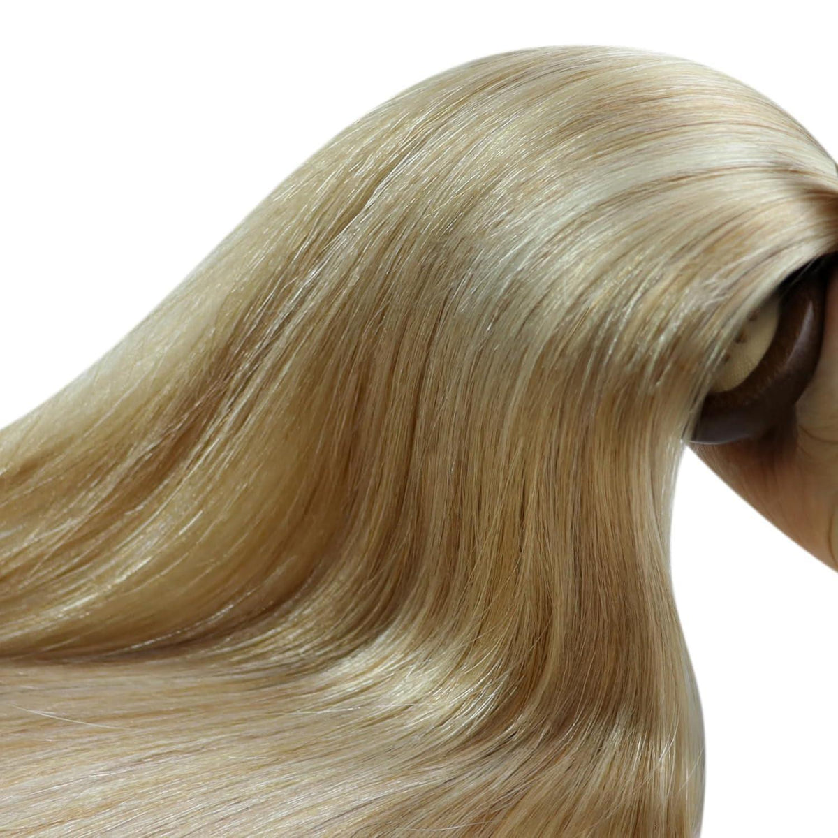 Blond Microring Extensions Echthaar 55cm – Aschblond Highlights